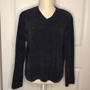 'Express Blues' Velour V-Neck Blue Sweater M